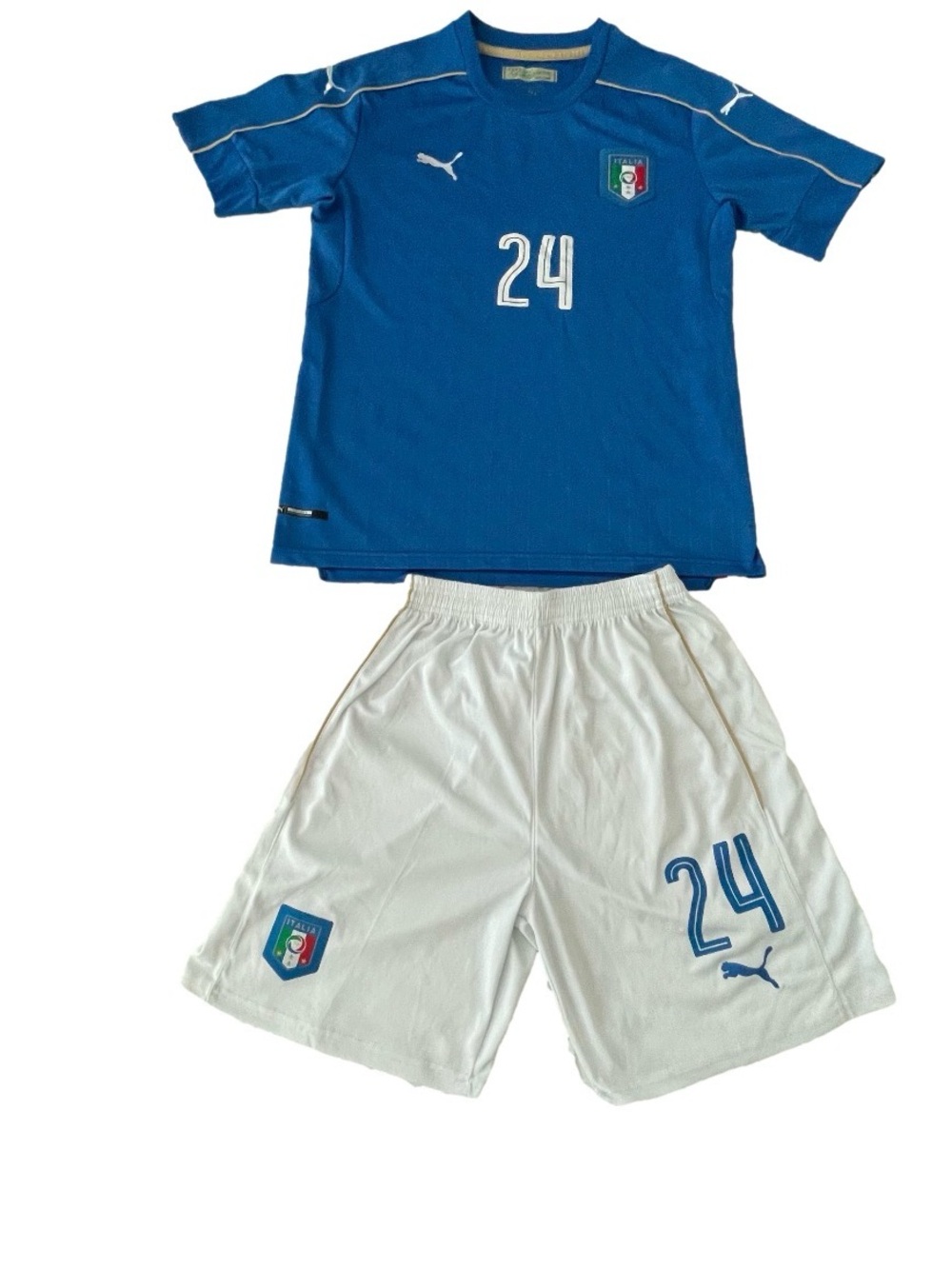 Puma Italy Florenzi 24 Soccer Jersey & Shorts Set Blue White Men’s Size L